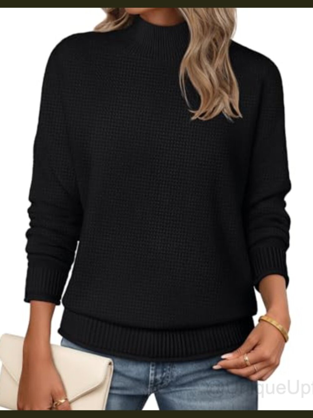Womens Turtleneck Long Sleeve Cozy Knit Sweater Loose Pullover